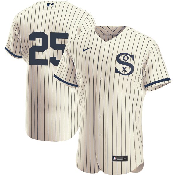 Men Chicago White Sox #25 No Name Cream stripe Dream version Elite Nike 2021 MLB Jersey